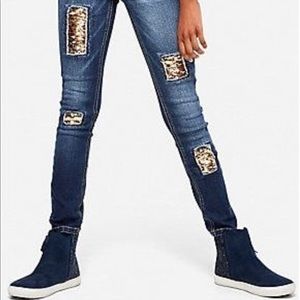 Justice Flip sequin destroyed jeans